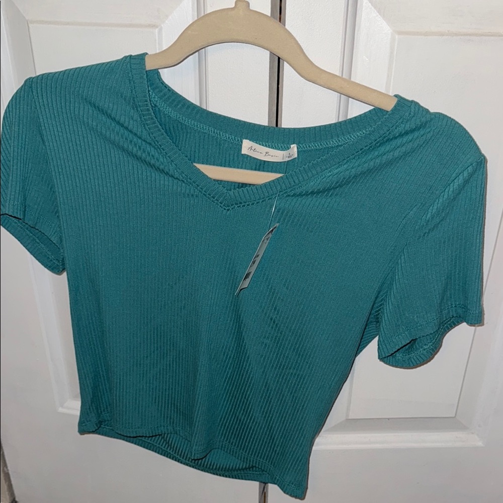 Active Basic Teal Short Sleeve Top